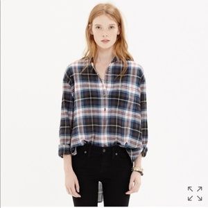 MADEWELL Collarless Popover Shirt Wheaton Plaid S